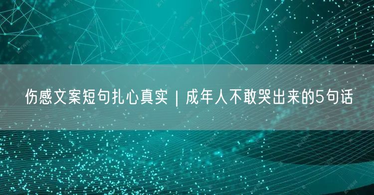 伤感文案短句扎心真实｜成年人不敢哭出来的5句话