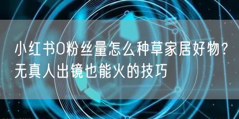 小红书0粉丝量怎么种草家居好物？无真人出镜也能火的技巧