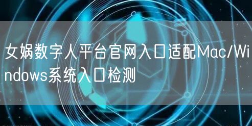 女娲数字人平台官网入口适配Mac/Windows系统入口检测