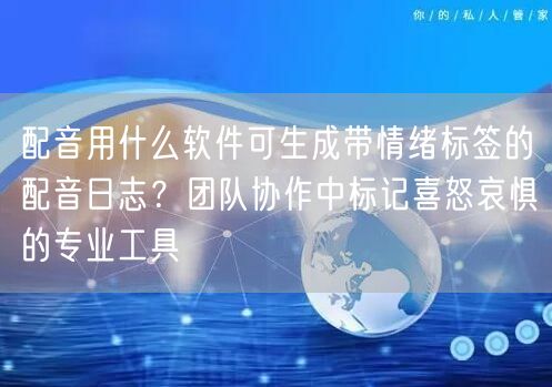 配音用什么软件可生成带情绪标签的配音日志？团队协作中标记喜怒哀惧的专业工具